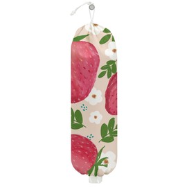CFGBFDGH Strawberry Red Plastic Bag Holder, Wall Mount Grocery Bag Holder, Kitchen Storage & Organization Product Accessories, Polyester