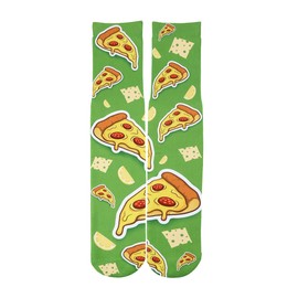 Benefeet Sox Mens Funny Crazy Socks Pizza Gifts Women Novelty Food Socks Kids Boys Cool Unisex 3D Print Patterned Basketball Tube Socks Funky Designer Socks Adults Youth Food Themed Gifts, Pizza Green