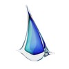 Murano Glass Design Crystal Sailboat Aqua Blue 10" Ht. 9"