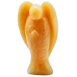 SUNYIK Yellow Jade Guardian Angel Statues,Pocket Crystal,Hand Carved Figurine Sculpture 3"