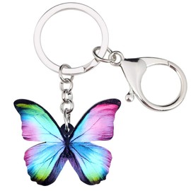 BONSNY Acrylic Floral Butterfly Keychains Key Ring Car Key Purse HandBags INSECT Charms Gifts Accessories