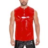 Men Wetlook Leather Tank Top, Glossy, Male Shiny Latex Casual