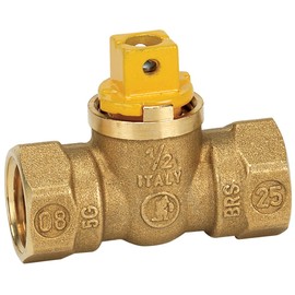 Homewerks VGV1FSB3B Flat/Square Head Gas Valve, Female Thread, Brass, 1/2-Inch