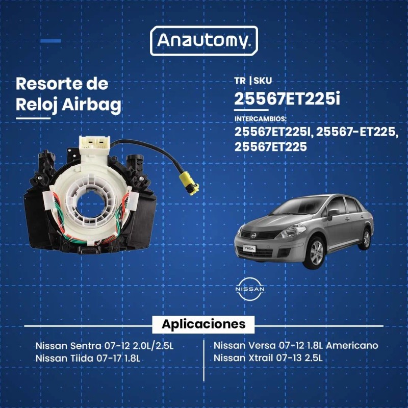 Resorte Reloj Airbag Para Nissan Sentra 2.0l 2012