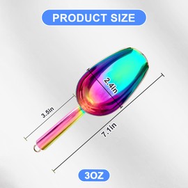 Metal Ice Scoop 3 Oz, Small Stainless Steel Ice scooper for Ice Maker Ice Bucket Kitchen Freezer Bar Party Wedding, Multipurpose for Popcorn Scoop,Flour Scoop,Dog Food Scoop (3 OZ, Rainbow)