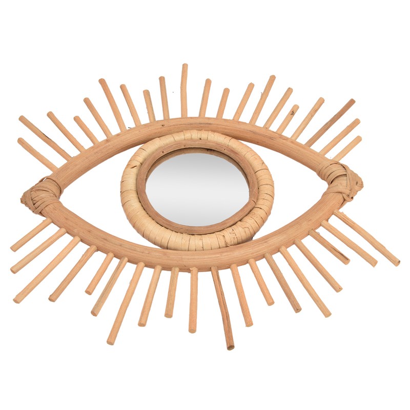Nordic Makeup Mirror Rattan Woven Eye Shape Wall Hanging Mirror