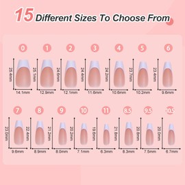 Wanheart French Gel Nail Tips,240Pcs French Tip Press On Nails, Long Coffin Nude Pink Fake Nails, No Need File False Nails for Nail Art DIY,15 Sizes