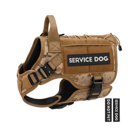 PETNANNY Tactical Dog Harness - Service Dog Harness Emotional Support Dog Vest for Medium Large Dogs, No Pull ESA Dog Vest with Hook & Loop, Working Molle Vest for Training Hunting(Desert Camo,S)