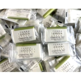 Terra Green Lot of 100 Terra Green White Tea Soap Cleansing Bars 0.72 oz Hotel Travel Size