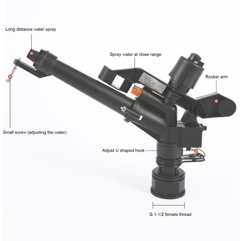 G 1‑1/2 Irrigation Sprinkler ABS Adjustable Rocker Arm Large Flow