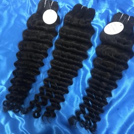 Wholesale HD Lace Front Afro Natural Human Hair Wigs Hair Extensions Burmese Curly Cambodian Wavy Raw Vietnamese Hair Bundlescolor: 1pcs bundle deep wave, Stretched Length: 14 Inches