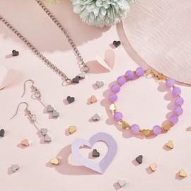 PH PandaHall 4 cuentas espaciadoras de corazón de 40 unidades, metal chapado en oro, cuentas sueltas para el día de San Valentín, día de la madre, joyería para hacer pulseras, collares y manualidades (oro, oro rosa, plomizo, platino)