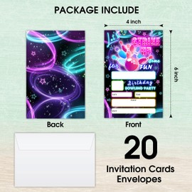 LWBEO 20 Birthday Invitation Cards With Envelopes, Happy Birthday Celebration Invitation for Boys or Girls, let's strike up Bowling Birthday Party Supplies -A05