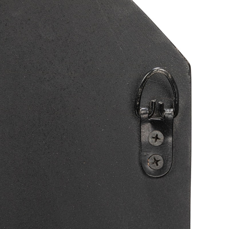 Creative Co-Op Hexagonal Carved Wood Framed Wall Mirror, Black