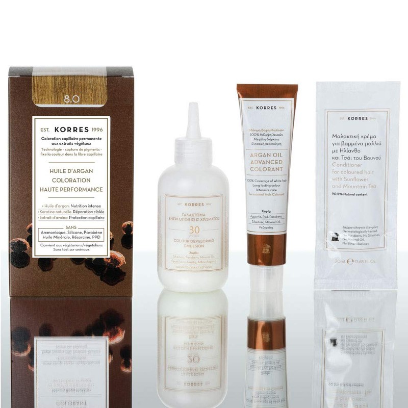 KORRES Argan Oil Colorant - ammoniakfreie Haarfarbe Hellblond 8.0-100% Grauhaarabdeckung