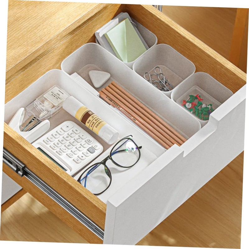 NUOBESTY Stackable Storage Bins 5pcs Drawer Classification Boxes Dividers Transparent