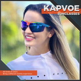 KAPVOE Sports Sunglasses Polarized Cycling Glasses Baseball Running Mountain Bike Triathlon Golf MTB for Men Women - K87