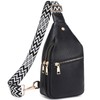 MYHOZEE Stylish Faux Leather Sling Bag for Women - Black,