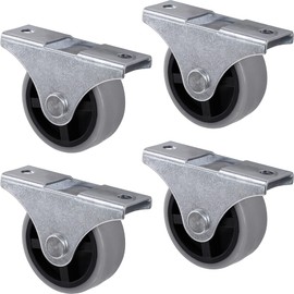 Gedotec Design Fixed Castors with Screw-On Plate Set of 4 Transport Castors for All Floors Plastic Grey Castor Castors Diameter 40 mm Load Capacity 25 kg Furniture Castors Device Castors Including