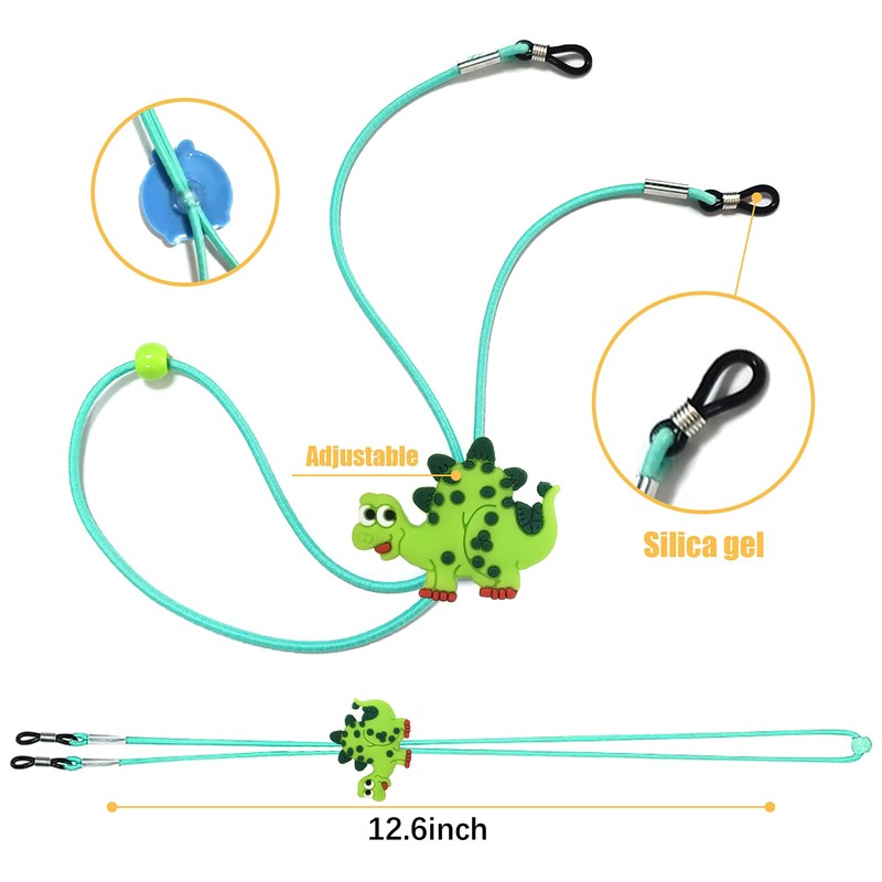 ZXSWEET 8 PCS Kids Glasses Strap Adjustable Dinosaur Anti-slip Eyeglass