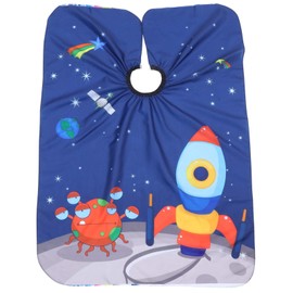 FRCOLOR Kids Hairdressing Cape Rocket Pattern Salon Hairdressing Barber Cape Cover Children Haircut Gown Hair Styling Wrap Apron for Toddler Hair Styling Shampoo