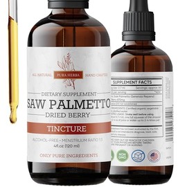 Pura Herba Saw Palmetto Liquid Extract, Organic Saw Palmetto Tincture, Alcohol Free, Vegan - 4 Fl Oz