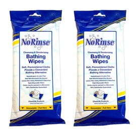 No-Rinse Bathing Wipes by Cleanlife Products (Pack of 2), Premoistened and Aloe Vera Enriched for Maximum Cleansing and Deodorizing - Microwaveable, Hypoallergenic and Latex-Free (8 Wipes)