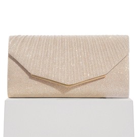 Sertay Elegant Envelope Bag, Sparkle Evening Bag, Removable Chain, Shoulder Bag, Sequin Handbag, Suitable for All Occasions such as Weddings, Parties, Dances and Cocktail Parties (Champagne)