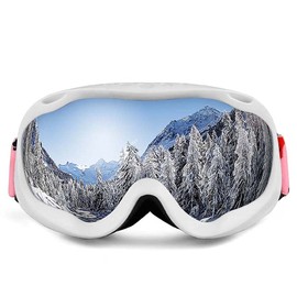 LEOAK Ski Goggles Winter Snow Sports Snowboard Protective Glasses Men and Women UV Protection Sports Glasses(White)