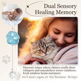 Pet Memorial Gifts for Dogs and Cats - Suncatcher Wind Chime Dog Memorial Gifts for Loss of Dog, Pet Loss Sympathy Gift, Thoughtful Pet Remembrance & Bereavement Keepsake (Blue)