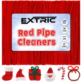 Pipe Cleaners Craft - 100 Pcs Red Chenille Stems, 6mm x 12 Inch Fuzzy Sticks, Great for DIY Arts and Craft Projects and Decorations