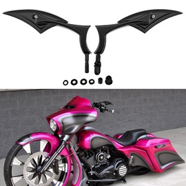 DREAMIZER Motorcycle Mini Spear Blade Side Mirrors 8MM Compatible with Harley Davidson Sportster Forty Eight Iron 48 72 883 1200 Softail Dyna Electra Street Road Glide - Black
