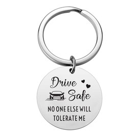 Jesemiah Father's Day Gifts Drive Safe Keychain for Him Man Son Boyfriend Brithday Fathers Day Present for Husband Wife New Driver Keyring Christmas (Drive Safe)