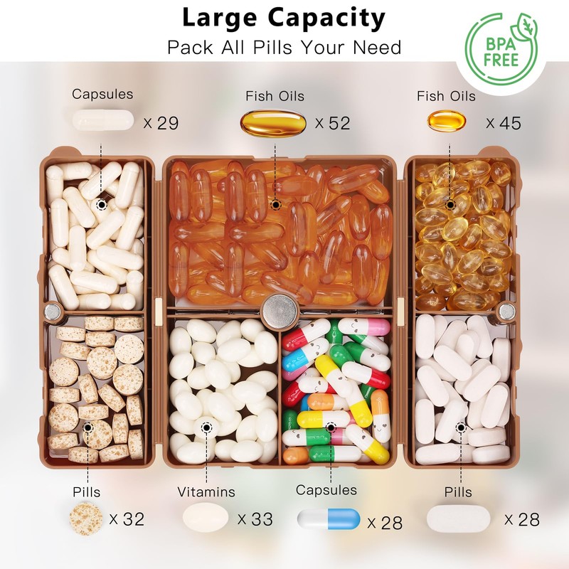 FYY FYY Daily Pill Organizer,7 Compartments Portable Pill Case Travel