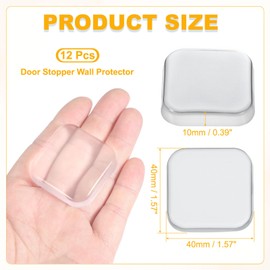 PATIKIL Door Stopper Wall Protector 1.57", 12 Pcs Self Adhesive Square Rubber Door Bumpers Guard Round Door Knobs Wall Shield Cushion for Furniture Door Handle Cabinet Home Office, Clear