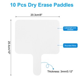 PATIKIL 10 x 8 inch dry erase boards, pack of 10 hand-held double-sided square answer boards for voting games, teaching, office and parties