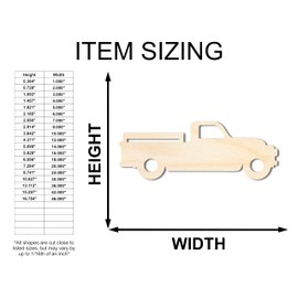 Unfinished Wood Vintage Pickup Truck Shape Vehicle Truck Craft up to 46" DIY 6" / 1/8"