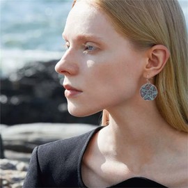 Dreuyet Bohemian Earrings Handmade Antique Ethnic Boho Earrings Geometric Round Sunflowers Spiral Earrings Vintage Hammered Earring for Women (Starfish)