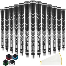 Full Choice Rubber Golf Grips 13 Pack, High Traction and Feedback, Non-Slip, Advanced Texture Control, 13 Grips Set, white, Standard Size, RG01 Golf Club Grips