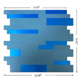 Weimeisc 10 Sheets Backsplash Tile for Kitchen Peel and Stick, 11.81" X 11.81" Self-Adhesive Waterproof, Metal Backsplash Subway Tile, Stick on Tiles Kitchen Bathroom (Light Blue+Brushed Blue)