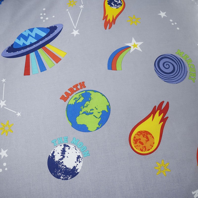 Catherine Lansfield Kids Lost In Space Single Fitted Sheet Grey