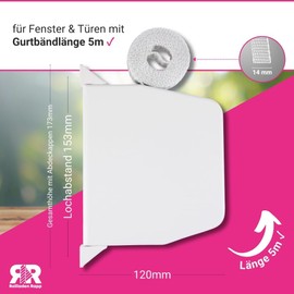 Rollra Surface-Mounted Roller Shutter Winder Including Caps and Belt 14 mm in Width for Roller Shutters