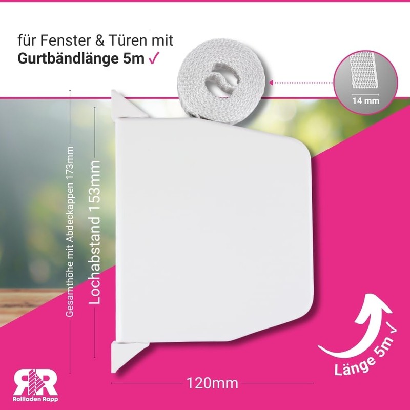 Rollra Surface-Mounted Roller Shutter Winder Including Caps and Belt 14