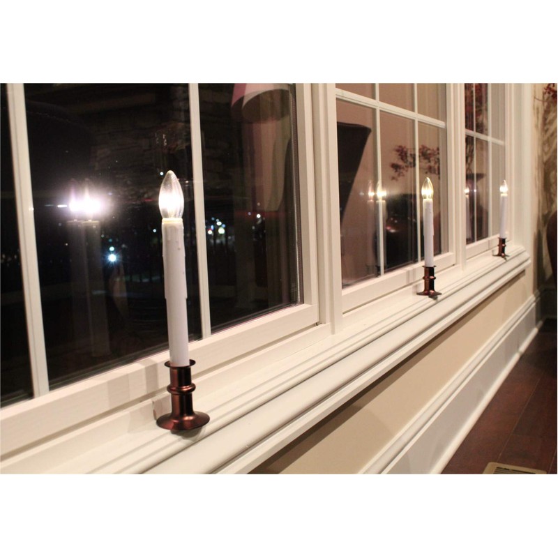 612 Vermont Ultra-Bright LED Window Candles with Timer, Battery Operated,