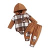 Fuermos Newborn Baby Boy Clothes Hooded Pocket Romper + Plaid