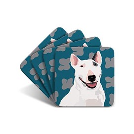 English Bull Terrier - Set of 4 Coasters - Leslie Gerry Animal Gifts