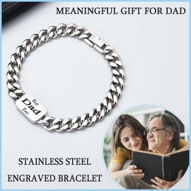 EYQV Dad Gifts, Engraved Bracelet Dad Gifts from Daughter Son, Best Dad Christmas Gifts Fathers Day Birthday Gifts Stocking Fillers for Men