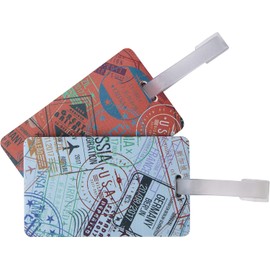 Travelon - Juego de 2 etiquetas para equipaje, sellos para pasaporte, 4.4x2.5cm, multicolor
