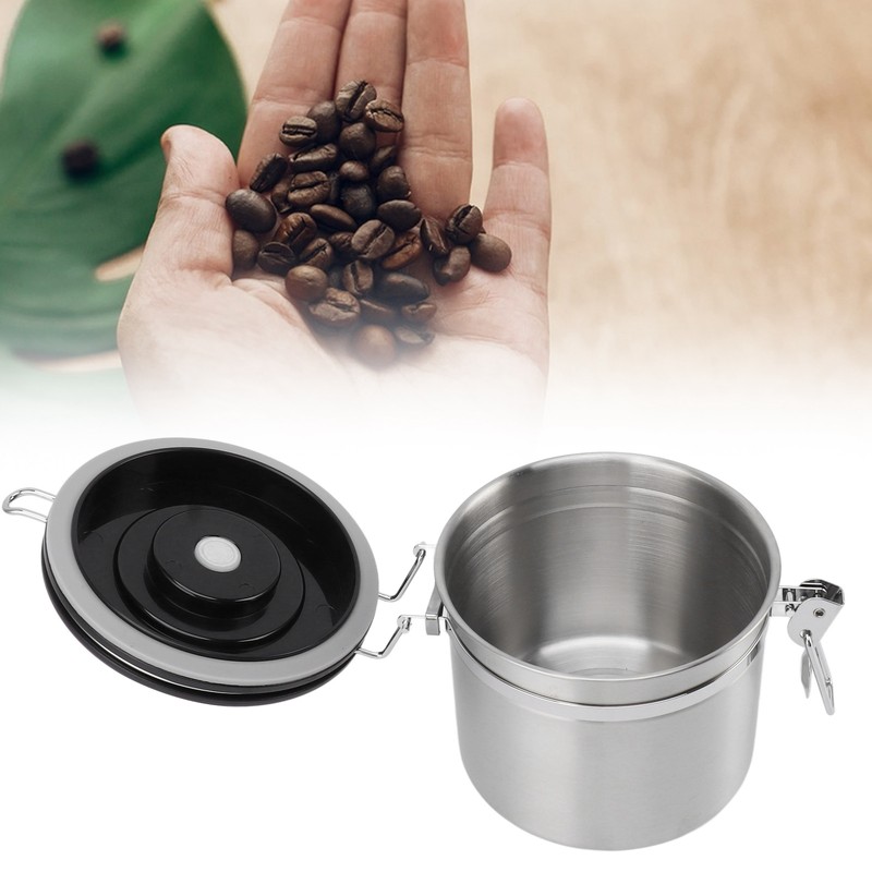 Airtight Coffee Canister 1.2L 304 Stainless Steel Coffee Bean Storage