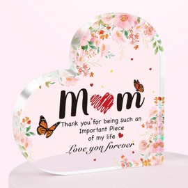 Gifts For Mum From Daughter/Son-Mum Birthday Gifts-Acrylic Heart Plaque Mum Gifts With Touching Saying Engraved,Birthday Gifts For Mum,Christmas,Thanksgiving Day,Mothers Day Gifts